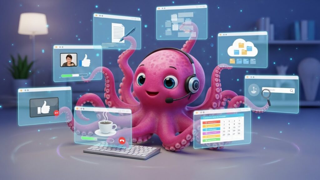 Multasking octopus, created on ImageFX
